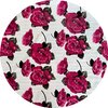 Rond Mexicaans tafelzeil roze rosas  op wit (120cm)