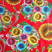 Ovaal Mexicaans tafelzeil floral rood