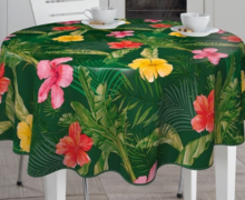 Groot rond tafelzeil tropische bloemen (160cm)