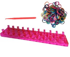 Roze loombord met loom elastiekjes