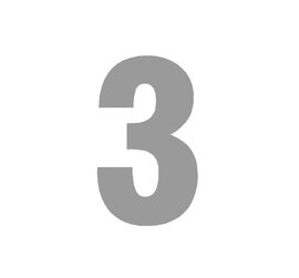 Plakcijfer gezandstraald 25cm gespiegeld: cijfer 3