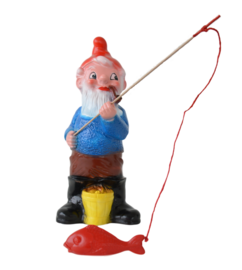 Tuinkabouter met vishengel (kunststof) 36 cm