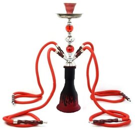 Waterpijp flames 4 slangen rood