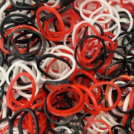 250 Loombands mix zwart/wit/rood