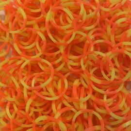 250 Loombands polkadot oranje/geel
