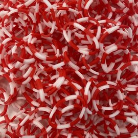 250 Loombands polkadot rood/wit