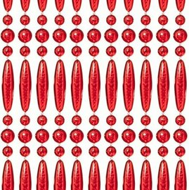 Vliegengordijn kralen recht rood transparant 90x210cm