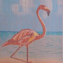 Vliegengordijn bamboe flamingo 90x200cm