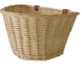 Rieten fietsmand met riempjes