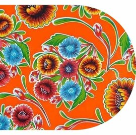 Ovaal Mexicaans tafelzeil floral oranje