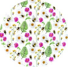 Rond tafelzeil bijen en bloemen (140cm) 