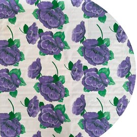 Ovaal Mexicaans tafelzeil paarse rosas op wit