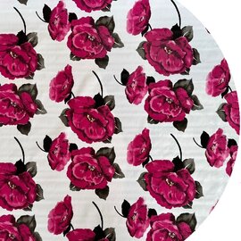 Ovaal Mexicaans tafelzeil roze rosas op wit