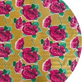 Ovaal Mexicaans tafelzeil rosas goudbruin