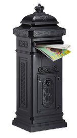 Kolom brievenbus met kroontje zwart 