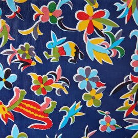 Ovaal tafelzeil Mexicaans tafelzeil pauw donkerblauw